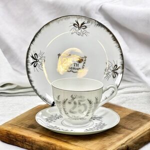 25th Anniversary Trio Set: Decorative‎ Plate, Teacup and Saucer (Y3-5)